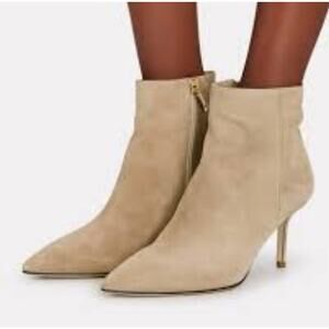 L'AGENCE in nude suede Aimee Plaid Ankle Boots size 38.5 / US 8